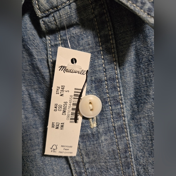 Madewell Men's Button Up Shirt In Japanese Chambray  Size Small - Picture 11 of 12
